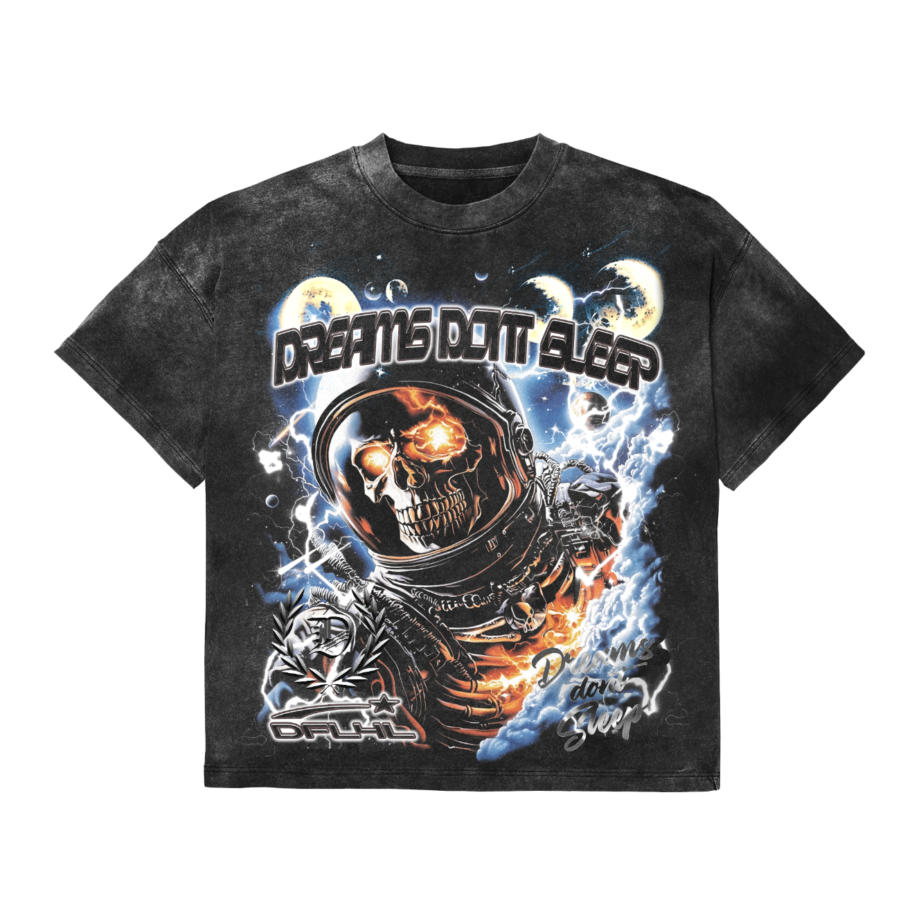 Vintage Graphic Tee (Astro Skull - Dark Charcoal)