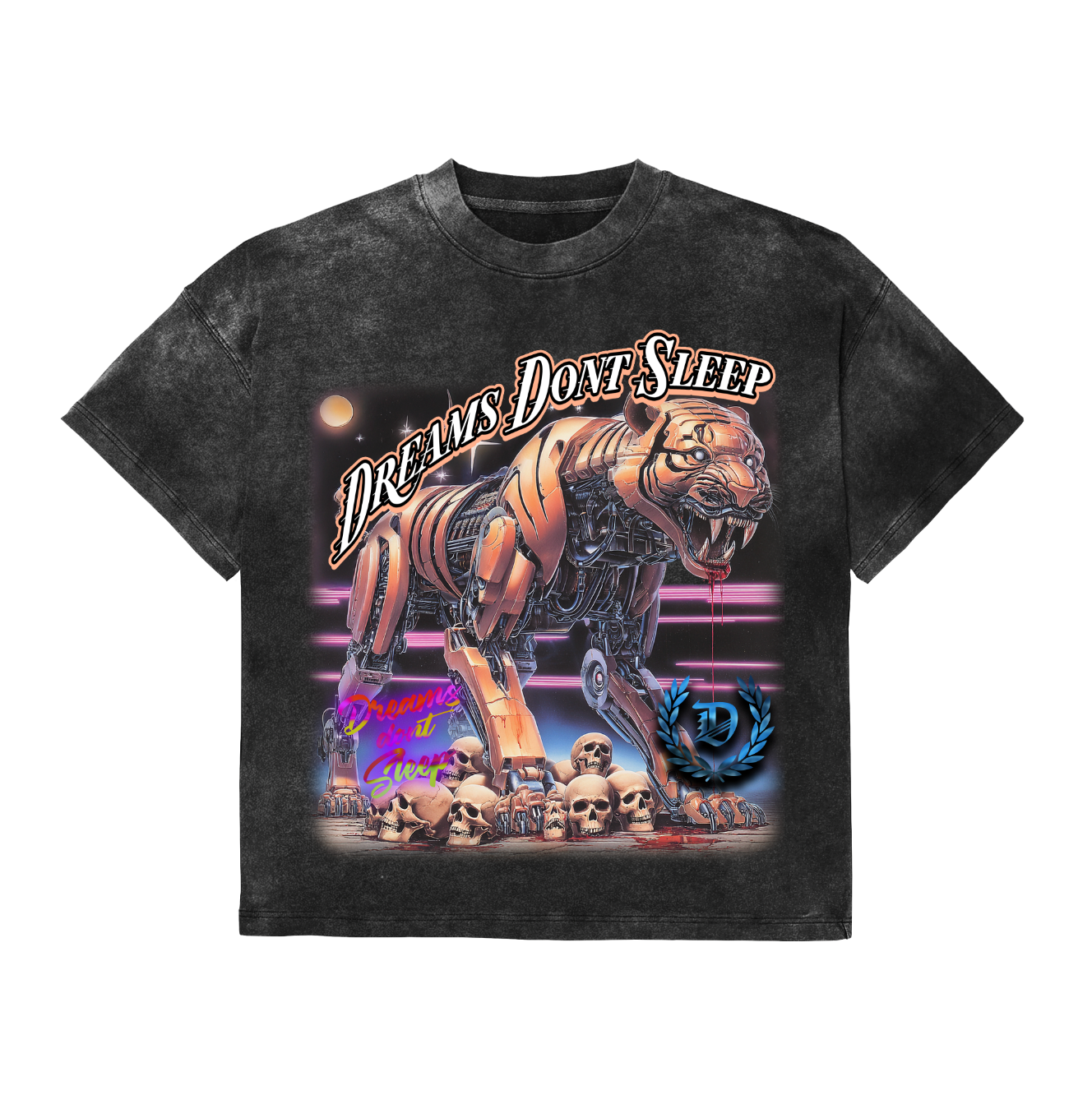 Vintage Graphic Tee (Cyber Beast - Dark Charcoal)