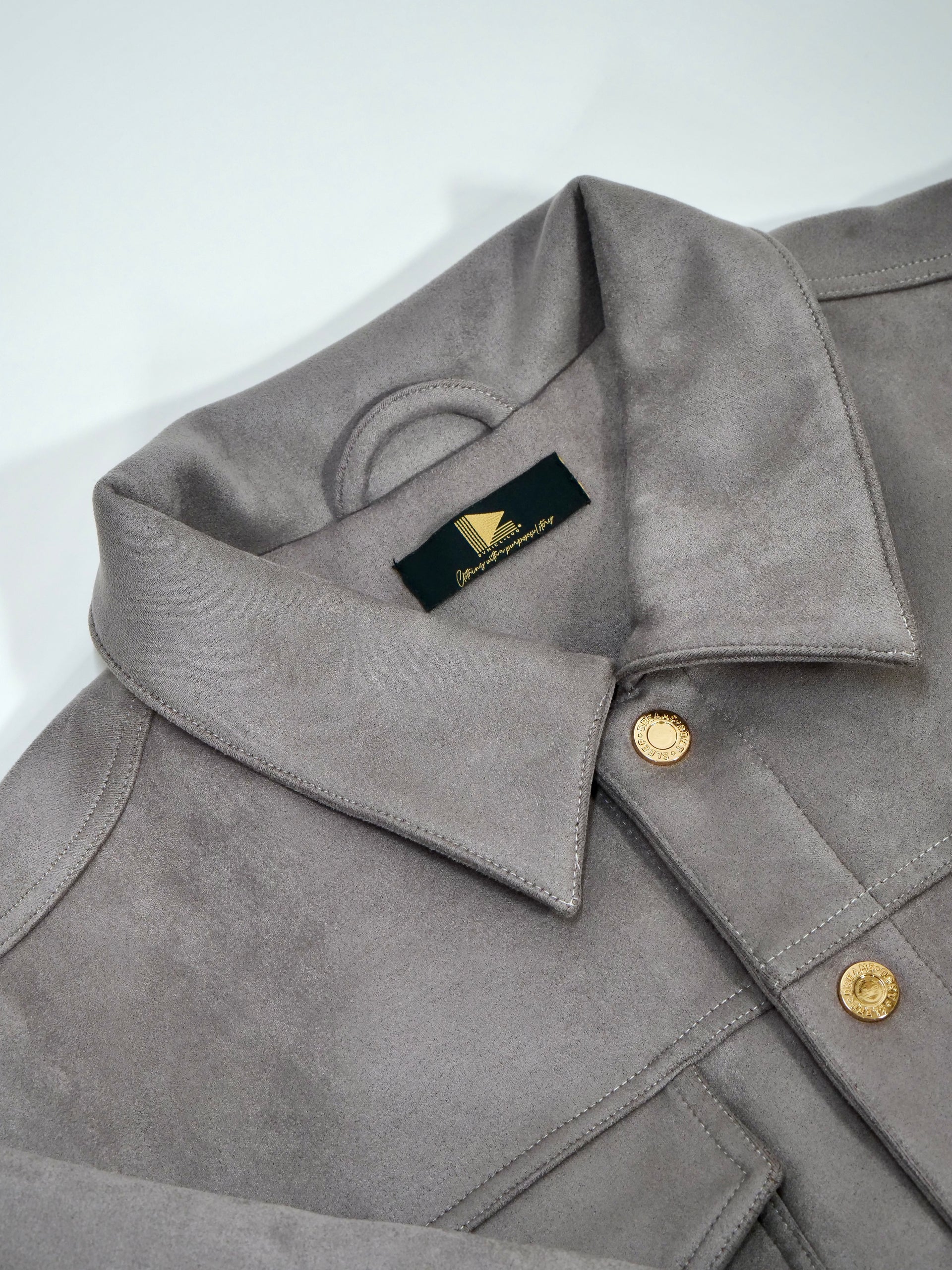 Heavyweight Suede Button-Jacket (Grey)