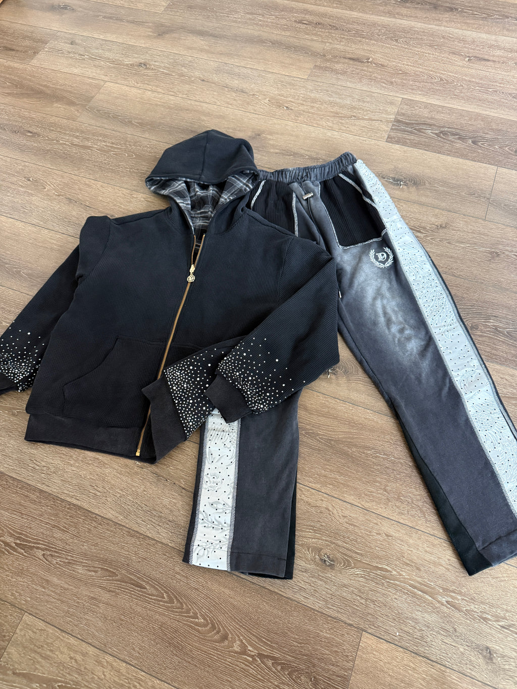 Heavyweight Reversible Gem-Plaid Hoodie (Navy)