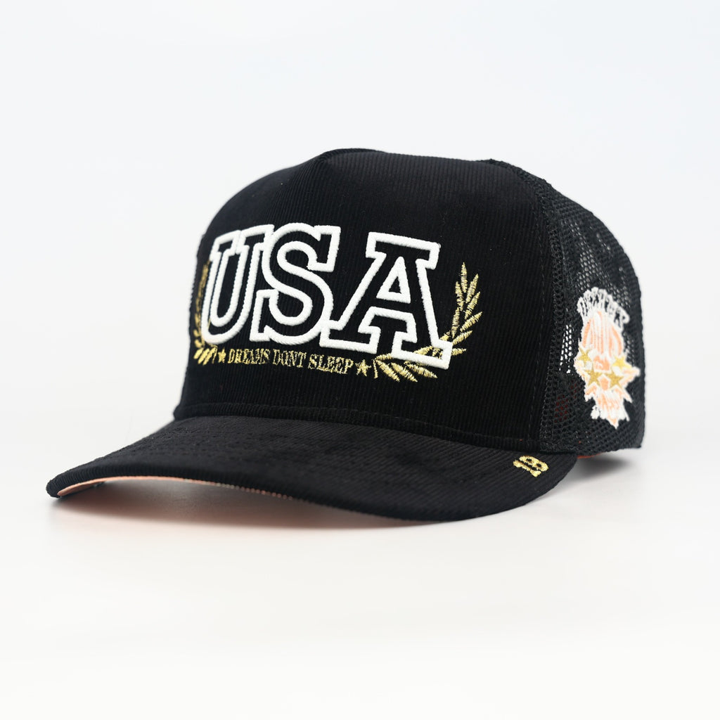 OG USA Trucker (Black Corduroy/Mesh)