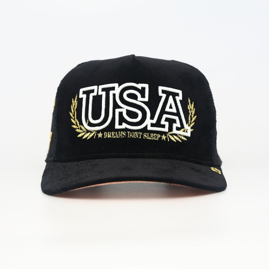 OG USA Trucker (Black Corduroy/Mesh)