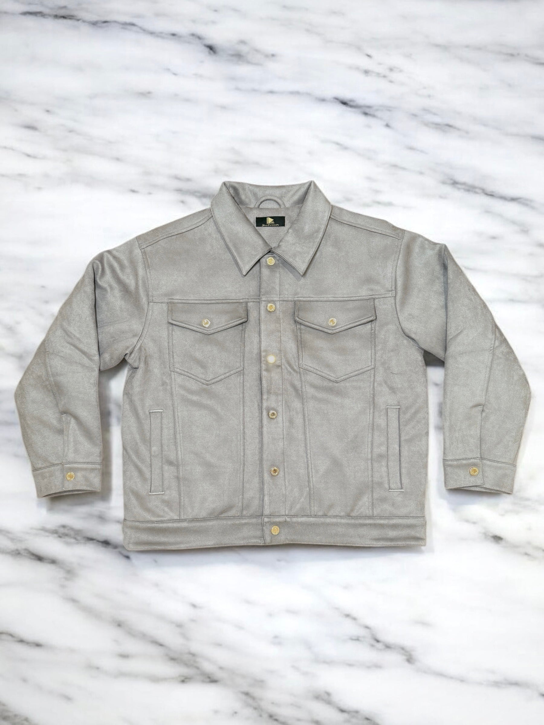 Heavyweight Suede Button-Jacket (Grey)