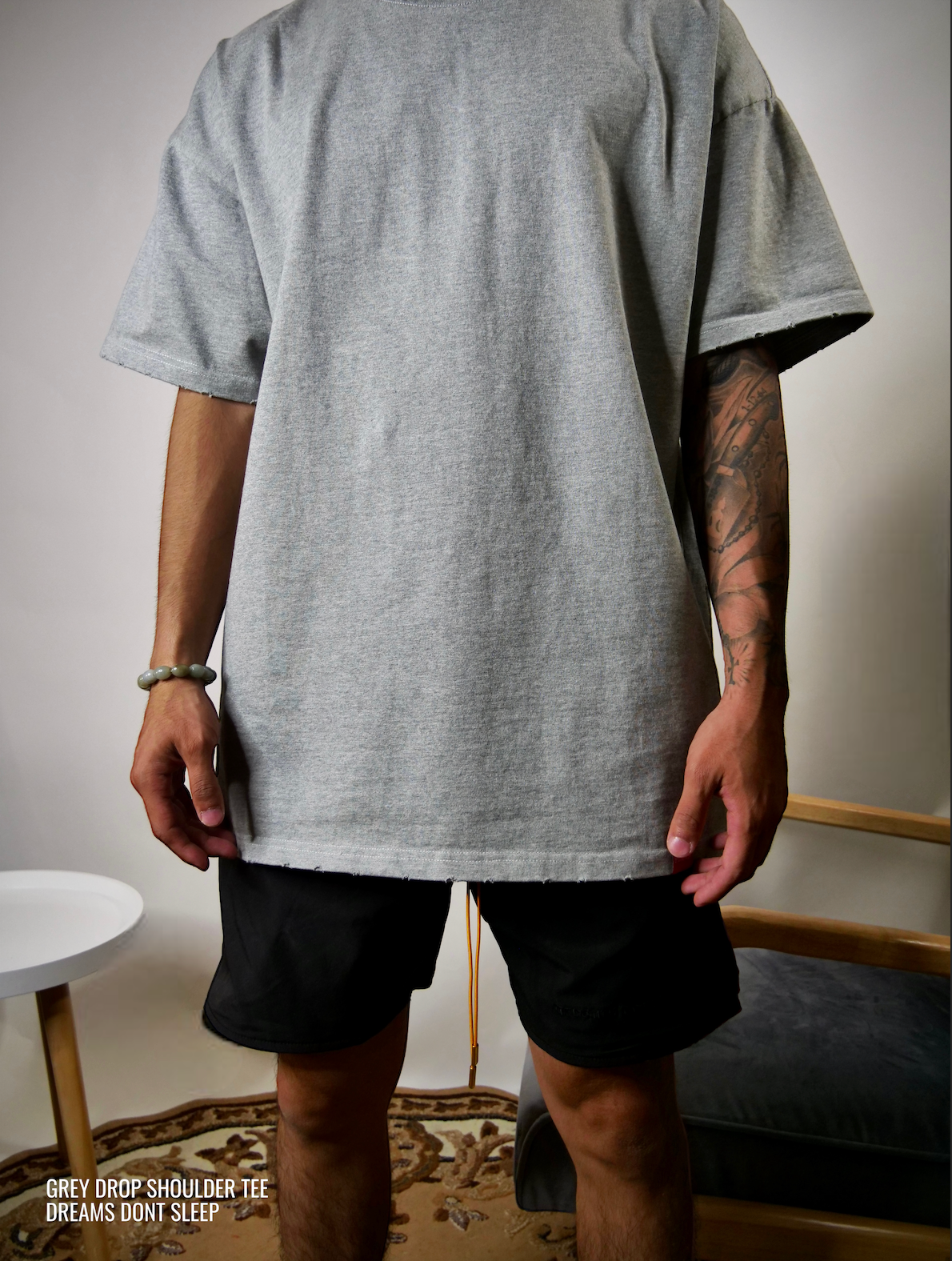 Heavyweight Drop Shoulder Tee (300+ GSM - Grey)