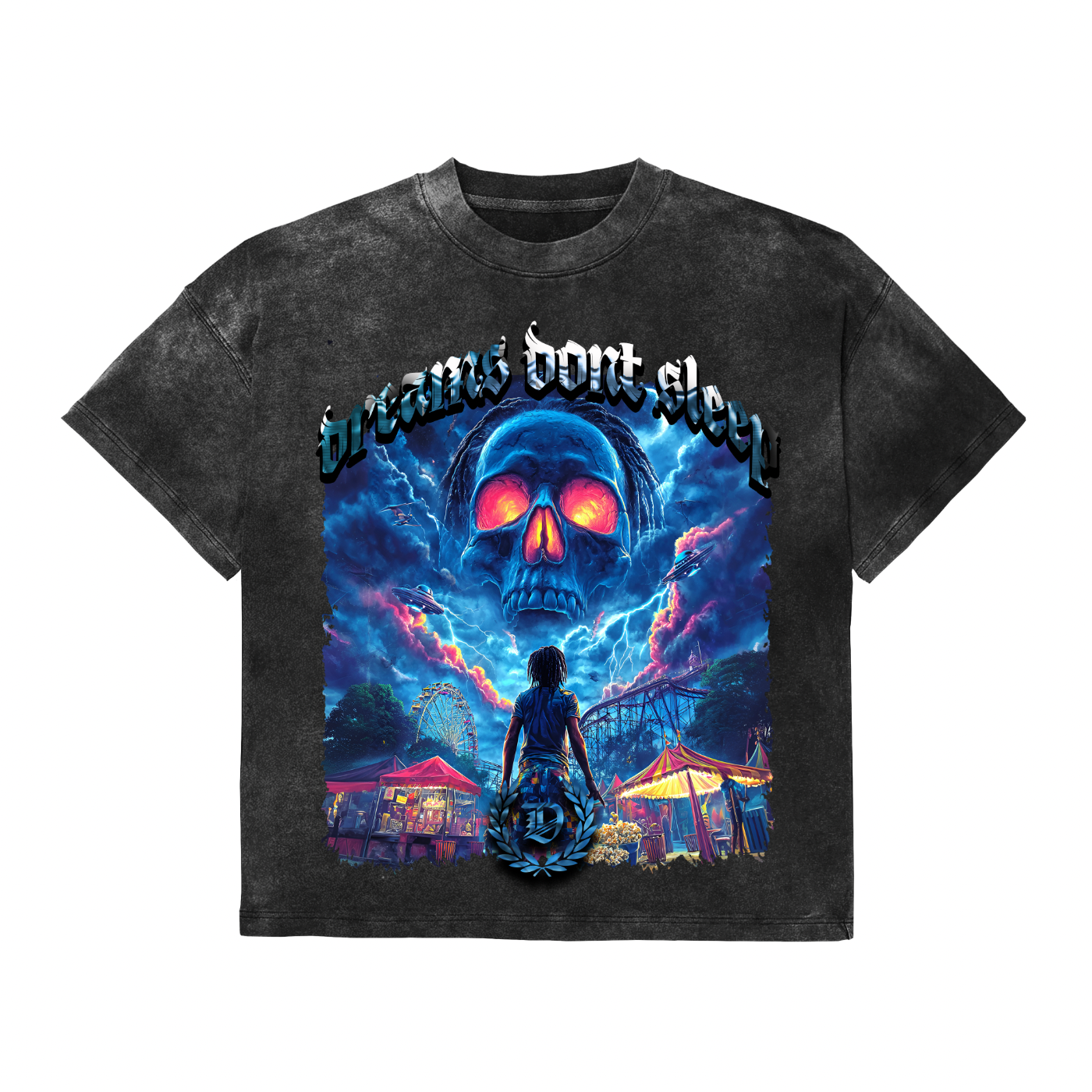 Vintage Graphic Tee (Carnival Nightmare - Dark Charcoal)