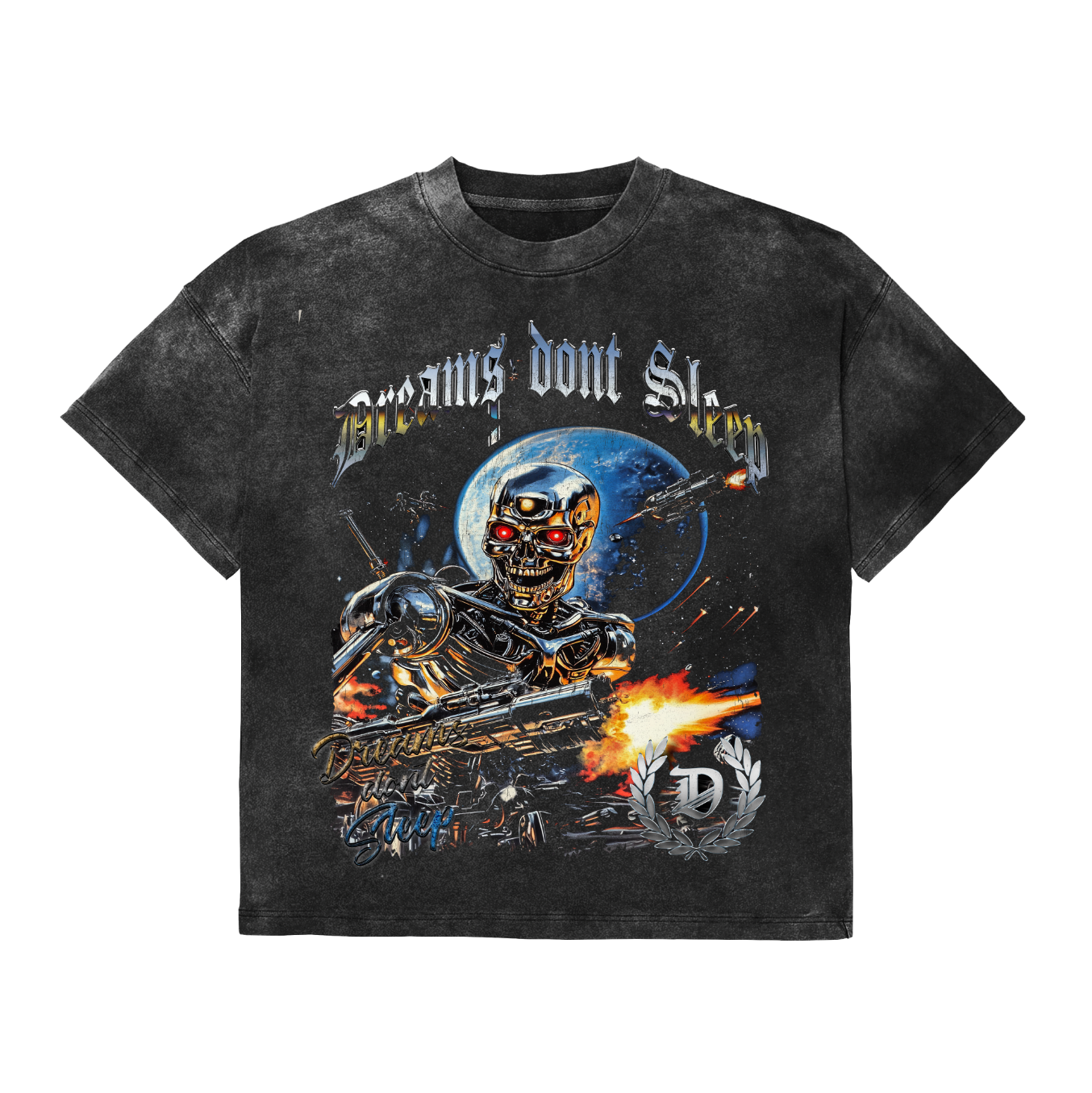Vintage Graphic Tee (Robot Slayer - Dark Charcoal)